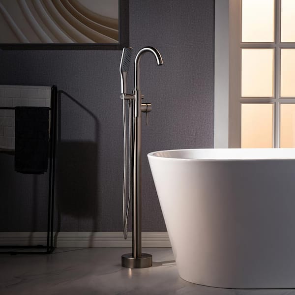 WOODBRIDGE Sierra Single-Handle Freestanding Tub Faucet with Hand Shower in Brushed Nickel