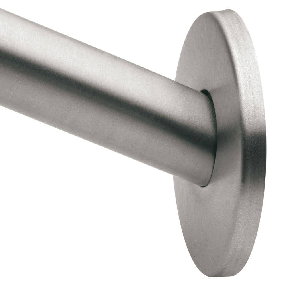 Moen 584 In Curved Shower Rod In Brushed Stainless Steel Flanges Not Included 2 102 5bs The Home Depot