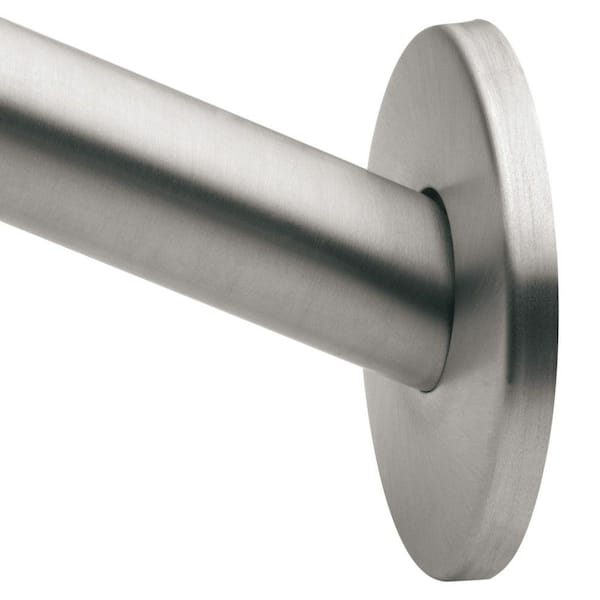 MOEN 58.4 in. Curved Shower Rod in Brushed Stainless Steel (Flanges Not Included)