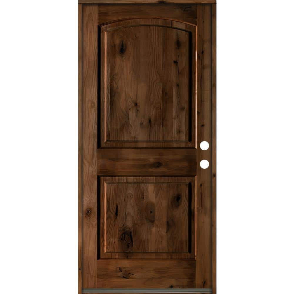 Krosswood Doors 32 in. x 80 in. Rustic Knotty Alder Arch Top Provincial ...