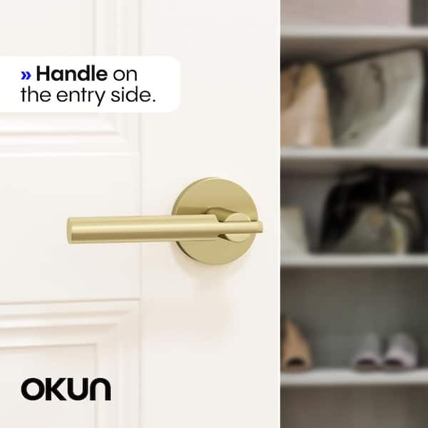 Okun Terra Metal Brushed Champagne Gold Dummy Door Handle with