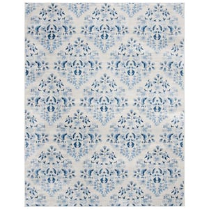 Brentwood Cream/Blue 8 ft. x 10 ft. Geometric Medallion Floral Area Rug