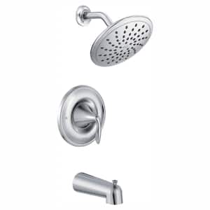 Eva Posi-Temp Rain Shower Single-Handle Tub and Shower Faucet Trim Kit in Chrome (Valve Not Included)