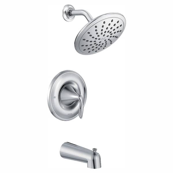 MOEN Eva Posi-Temp Rain Shower Single-Handle Tub and Shower Faucet Trim Kit in Chrome (Valve Not Included)