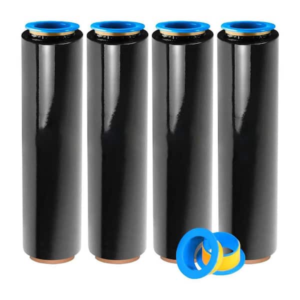 N/A 18 Black Stretch Wrap Film 4 Pack with Handles, 80 Gauge Thick, 800% Stretch, 19 x 10 x 10 in. PE Material for Packaging