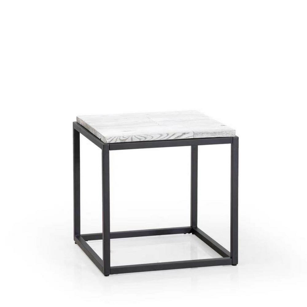 22 in. Square MDF Wood Outdoor Coffee Table with Steel Frame