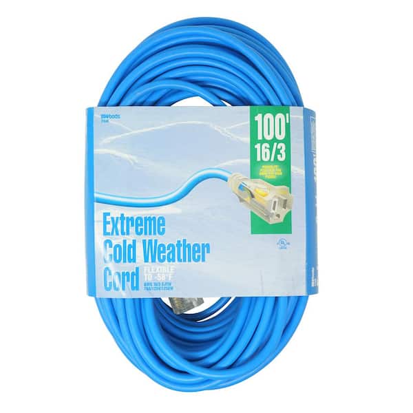 Southwire 100 ft. 16/3 SJTW Cold Weather Outdoor Light-Duty Extension Cord