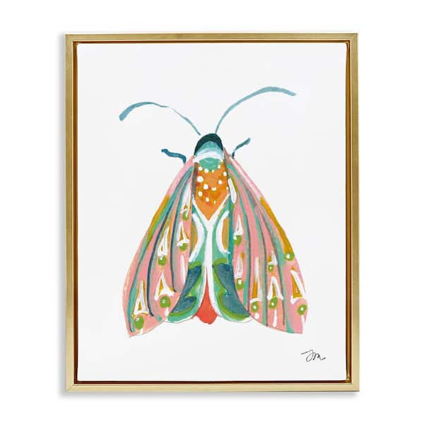 Stupell Industries Delicate Insect on White by Jessica Mingo Gold Floater Frame Animal Graphic Art Print 31 in. x 25 in.
