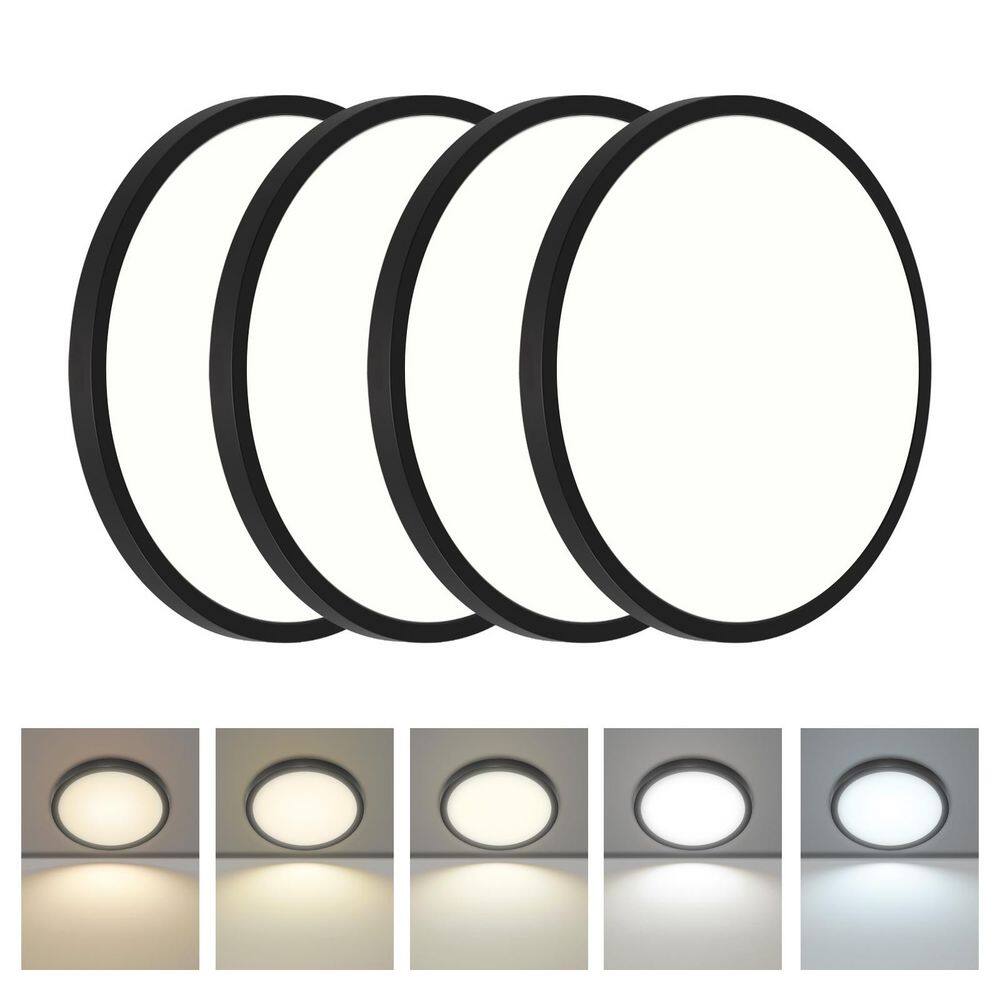 4-PACK 20 in. Round Matte Black LED Flush Mount Ceiling Lights, 40-Watt 2580LM Slim Design with 5CCT Selectable price history on PriceWatchPro