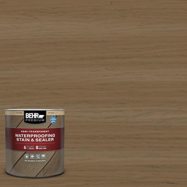 BEHR PREMIUM 1 qt. #ST-147 Castle Gray Semi-Transparent Waterproofing Exterior Wood Stain and Sealer