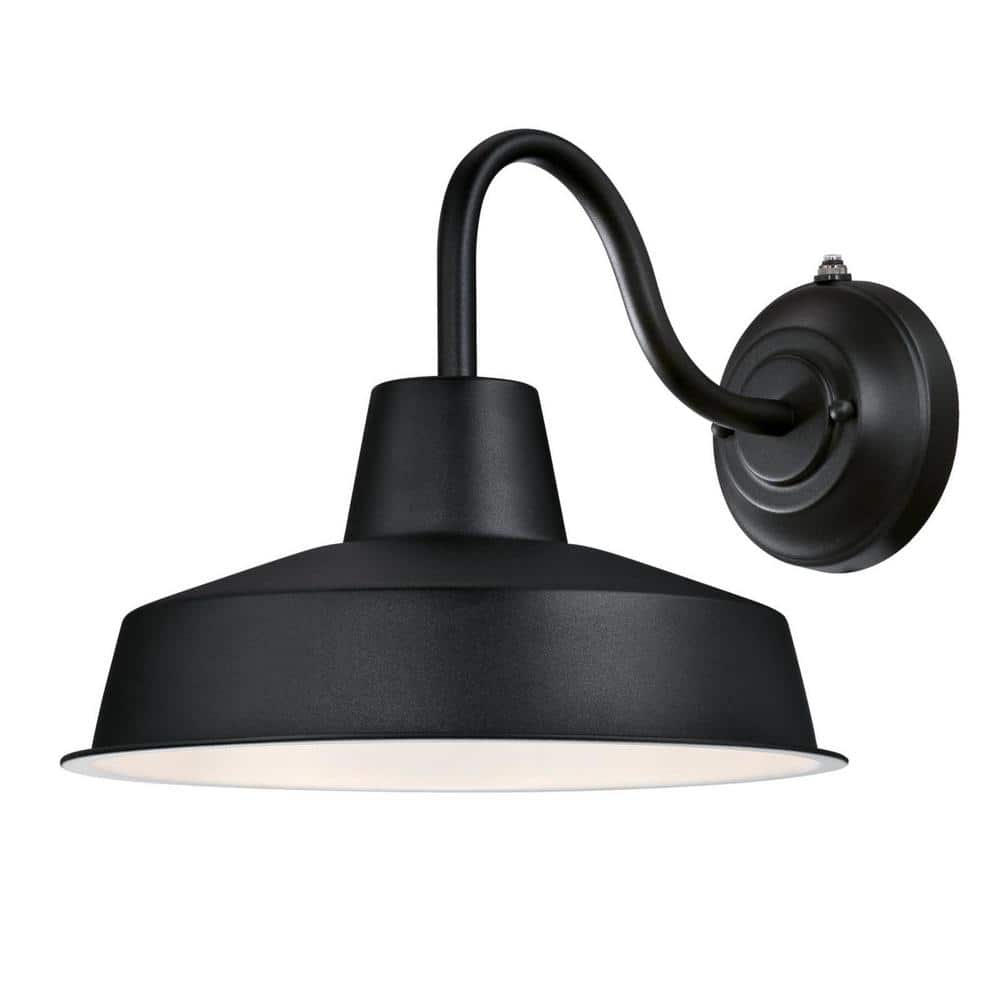 Textured Black Industrial LED Outdoor Wall Sconce with Cage
