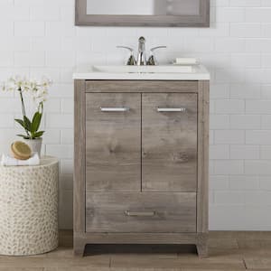 Oracle 24 in. W x 19 in. D x 33 in. H Single Sink  Bath Vanity in White Washed Oak with White Cultured Marble Top