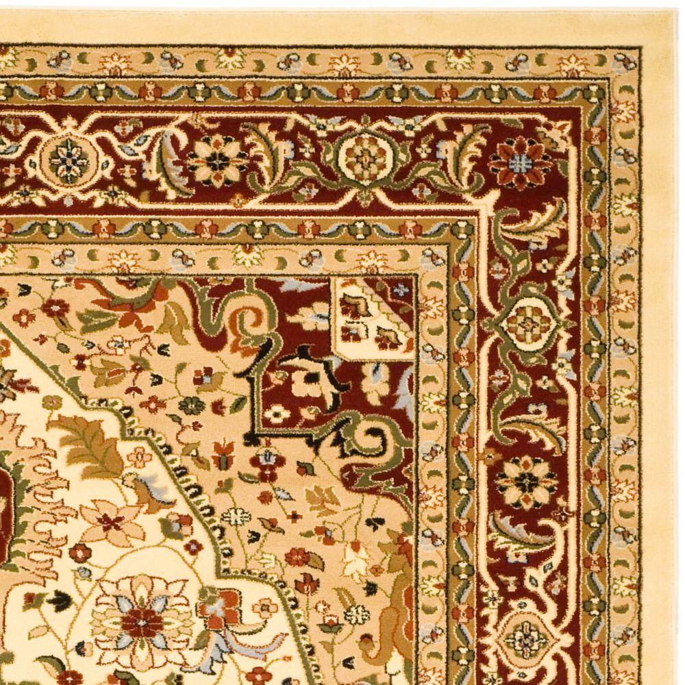 Ivory and Red Floral Safavid Style Area Rug