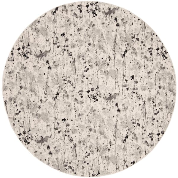 SAFAVIEH Evoke Ivory/Gray 7 ft. x 7 ft. Round Abstract Area Rug