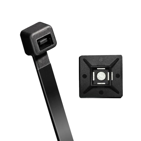 Unbranded 8 in. Cable Zip Ties and Adhesive Mounts COMBO (50 Sets) UV (Black) (100-Pack)
