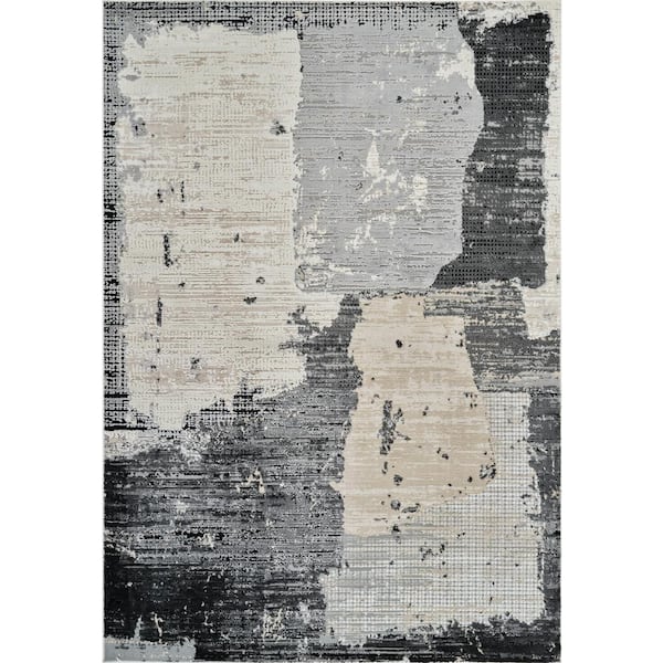 Rug Branch Nomad Black Beige 7 ft. x 10 ft. Modern Abstract Indoor Area Rug