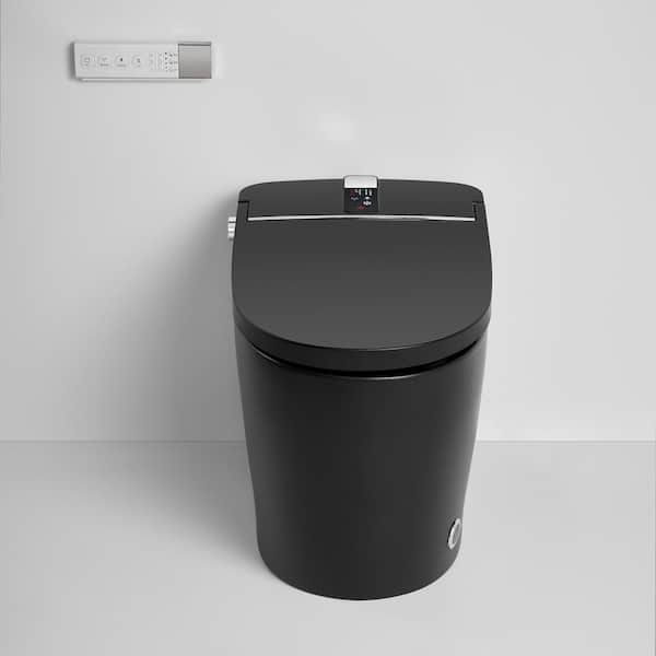 Staykiwi Matte Black Elongated Bidet Toilet 1.28 GPF with Adjustable Sprayer, Deodorizing, Soft Close