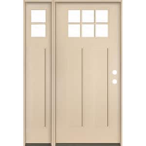 PINNACLE Craftsman 50 in. x 80 in. 6-Lite Left-Hand/Inswing Clear Glass Unfinished Fiberglass Prehung Front Door w/LSL
