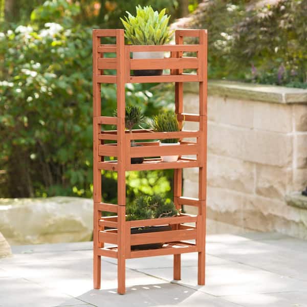 Leisure Season 20 in. W x 48 in. H Wooden Stacking Plant Stand