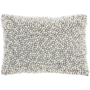 Luminescence Ivory and Silver 14 in. x 10 in. Rectangle Throw Pillow