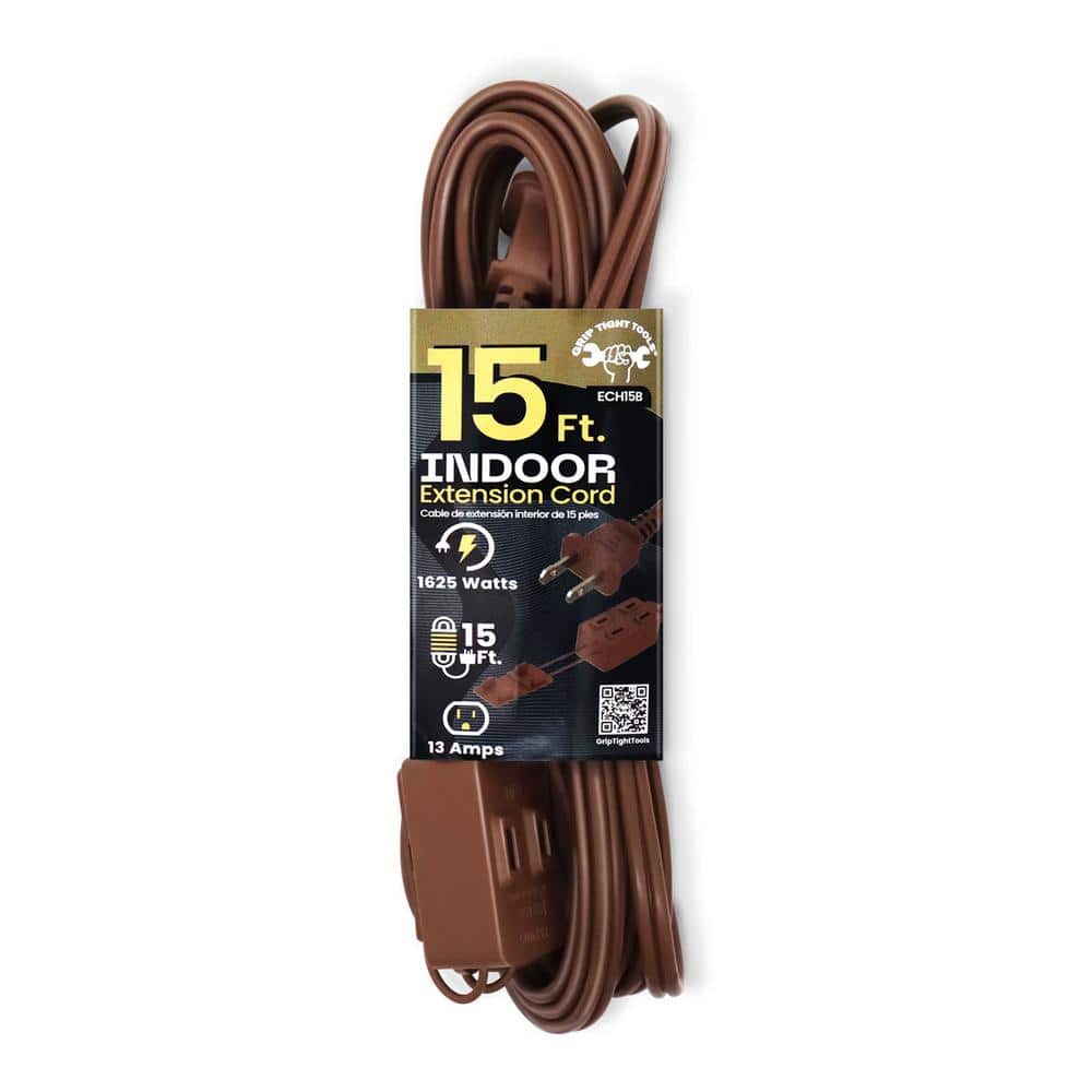 hilander CHEFＩＧＴ互換ケーブルダークブラウン GRIP TIGHT TOOLS 15 ft. 16/2 SPT, Indoor Household Extension Cord