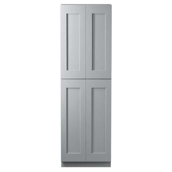30 in. W x 24 in. D x 96 in. H Plywood Ready to Assemble Floor Base Kitchen Cabinet in Gray with 5 Shelves and 4 Doors