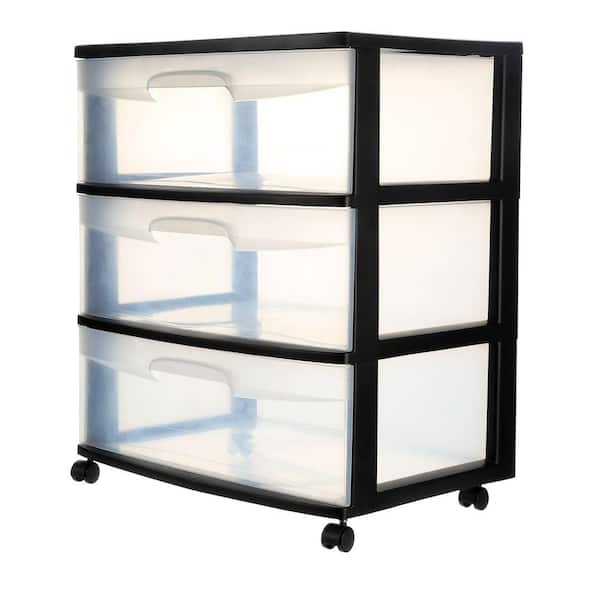 Sterilite 21.88 in. 3-Drawer Wide Cart (1-Pack)