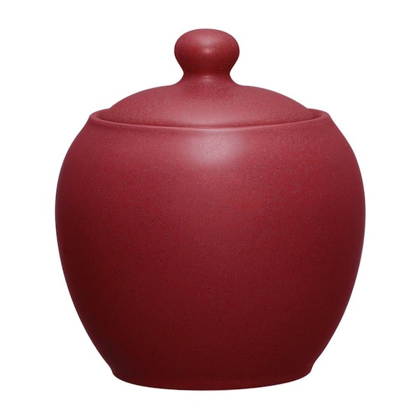 Noritake Colorwave Raspberry Red Stoneware Sugar Bowl With Cover 13 Oz ...