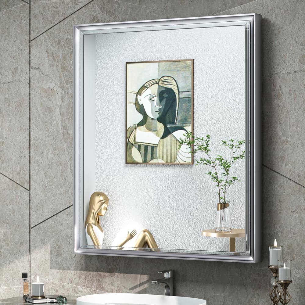 KeonJinn 26 in. W x 30 in. H Rectangular Silver Aluminum Alloy 