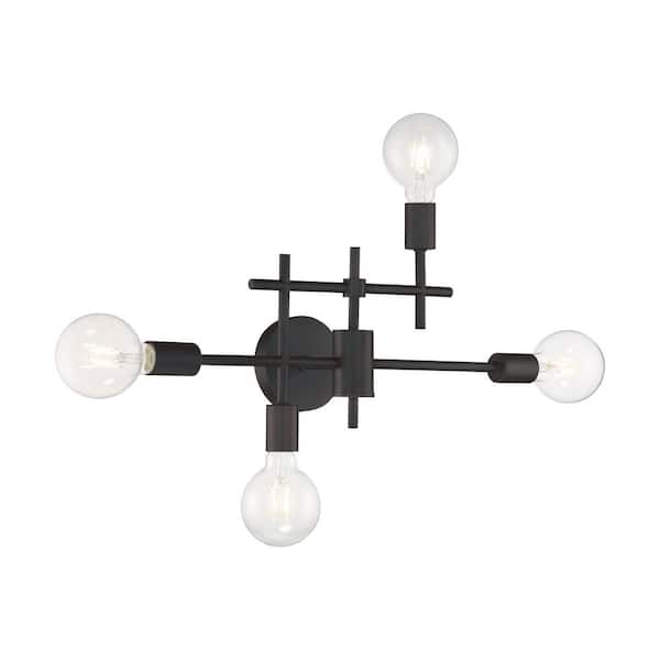 SATCO Delphi 22.5 in. 4-Light Black Vanity Light with No Shade