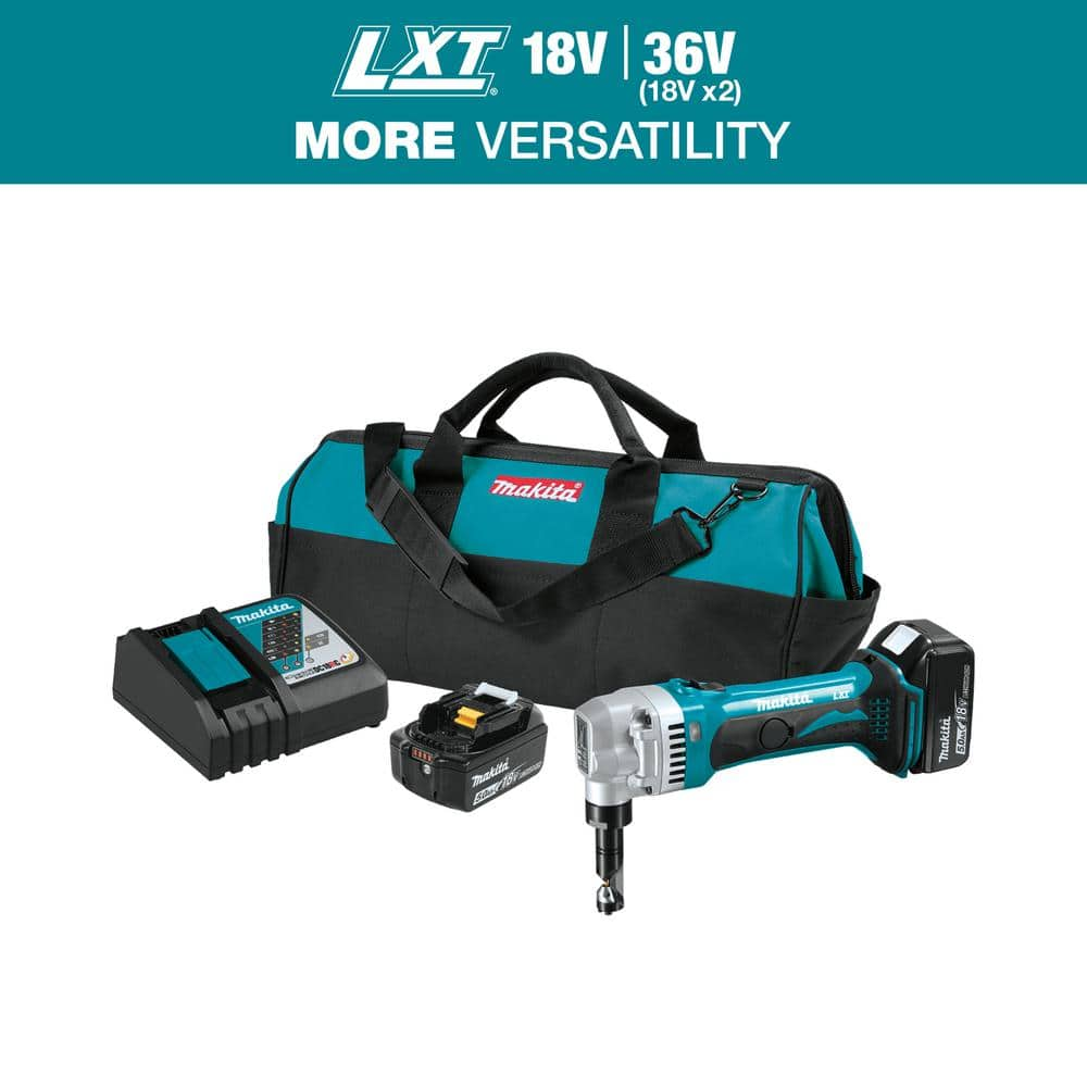 Makita 18V 5.0Ah LXT Lithium-Ion Cordless 16-Gauge Nibbler Kit XNJ01T ...