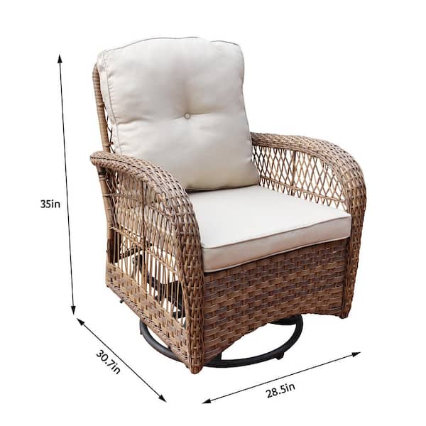 Maypex Light Brown 3 Piece Swivel Wicker Patio Conversation Set With Beige Cushions 300302 Lbr The Home Depot Maypex Light Brown 3 Piece Swivel, 3 Piece Wicker Patio Conversation Set With Beige Cushions