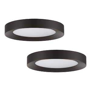 13 in. Oil-rubbed bronze Selectable LED Flush Mount (2-Pack)
