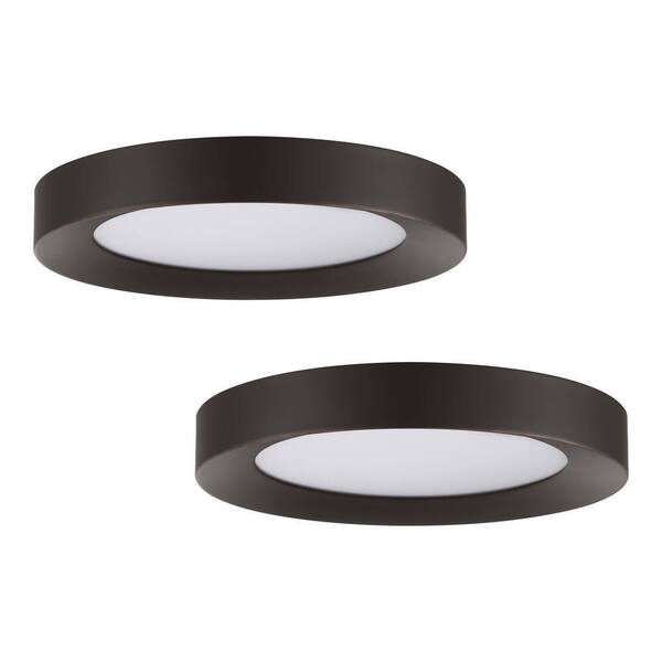 Hampton Bay 13 in. Oil-rubbed bronze Selectable LED Flush Mount (2 