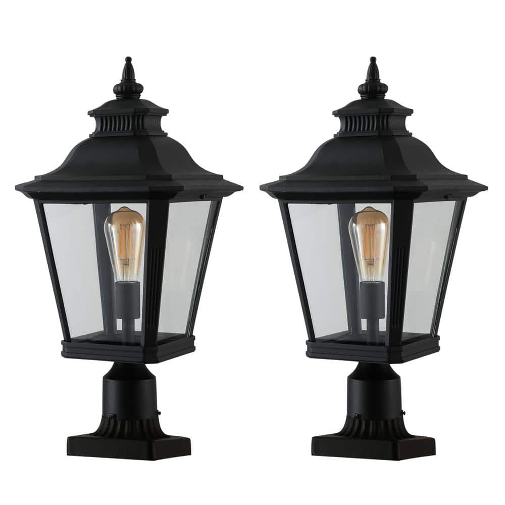 22 in. 1-Light Black Aluminum Hardwired Outdoor Weather Resistant Pier Moun