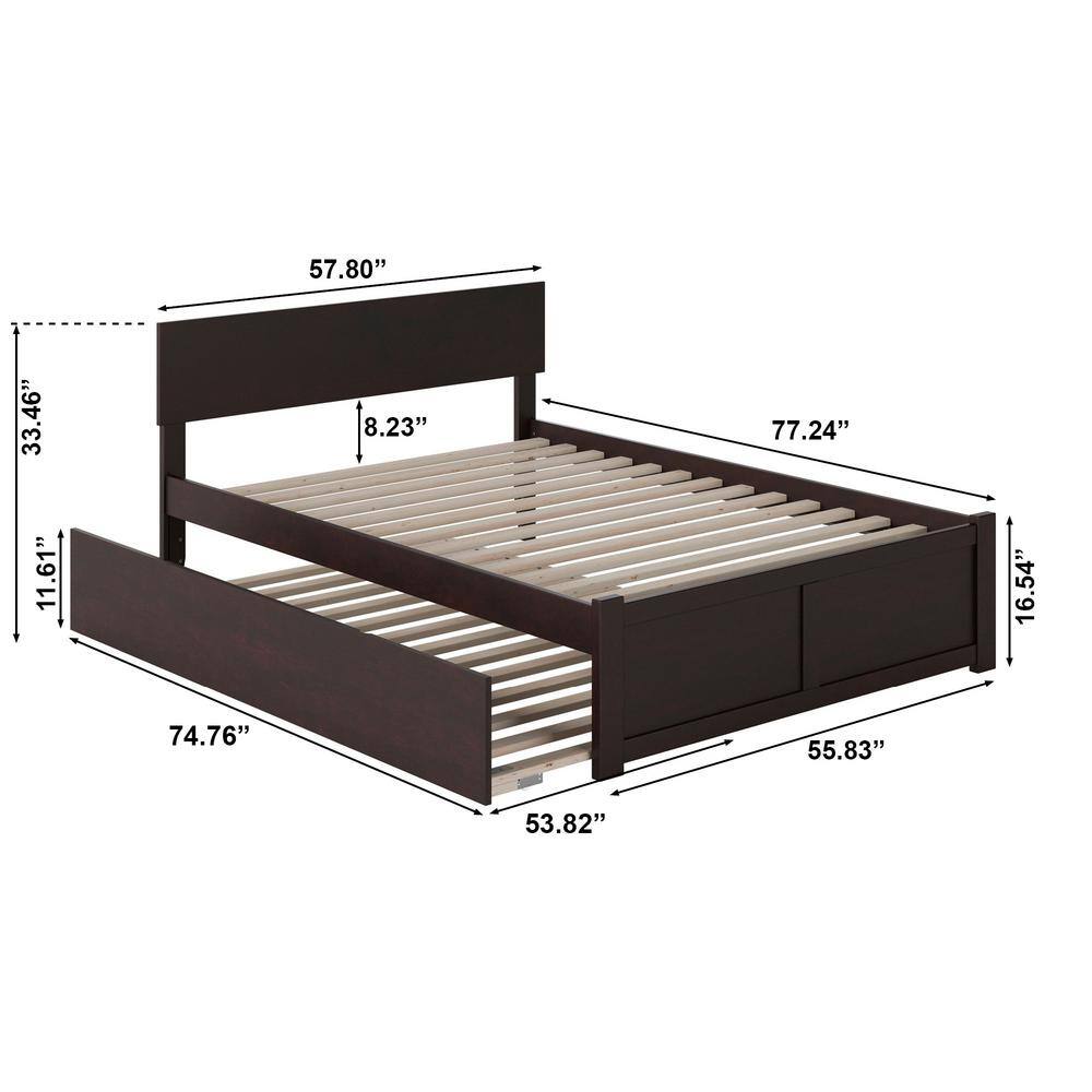 Espresso Full Size Platform Bed with Trundle and Headboard