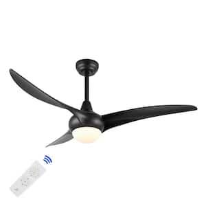 Aviator 52 in. 1-Light Integrated LED Black Ceiling Fan Coastal Vintage Mobile-App/Remote-Controlled 6-Speed Retro Swirl