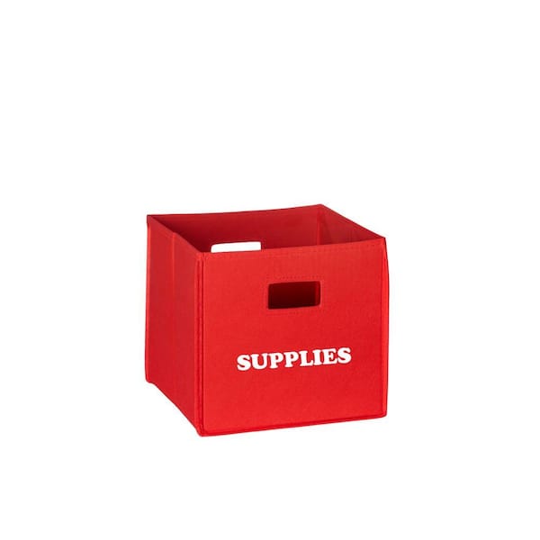 RiverRidge Home 10.5 in. x 10 in. Folding Supplies Storage Bin in Red
