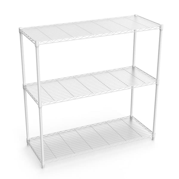 3 Heavy Duty Wire Rack Metal Shelves, 1050 LBS Height Adjustable Metal Garage Storage Shelves-White