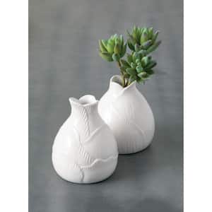 4.5" and 4.25" White Ceramic Bud Vase (Set of 2)