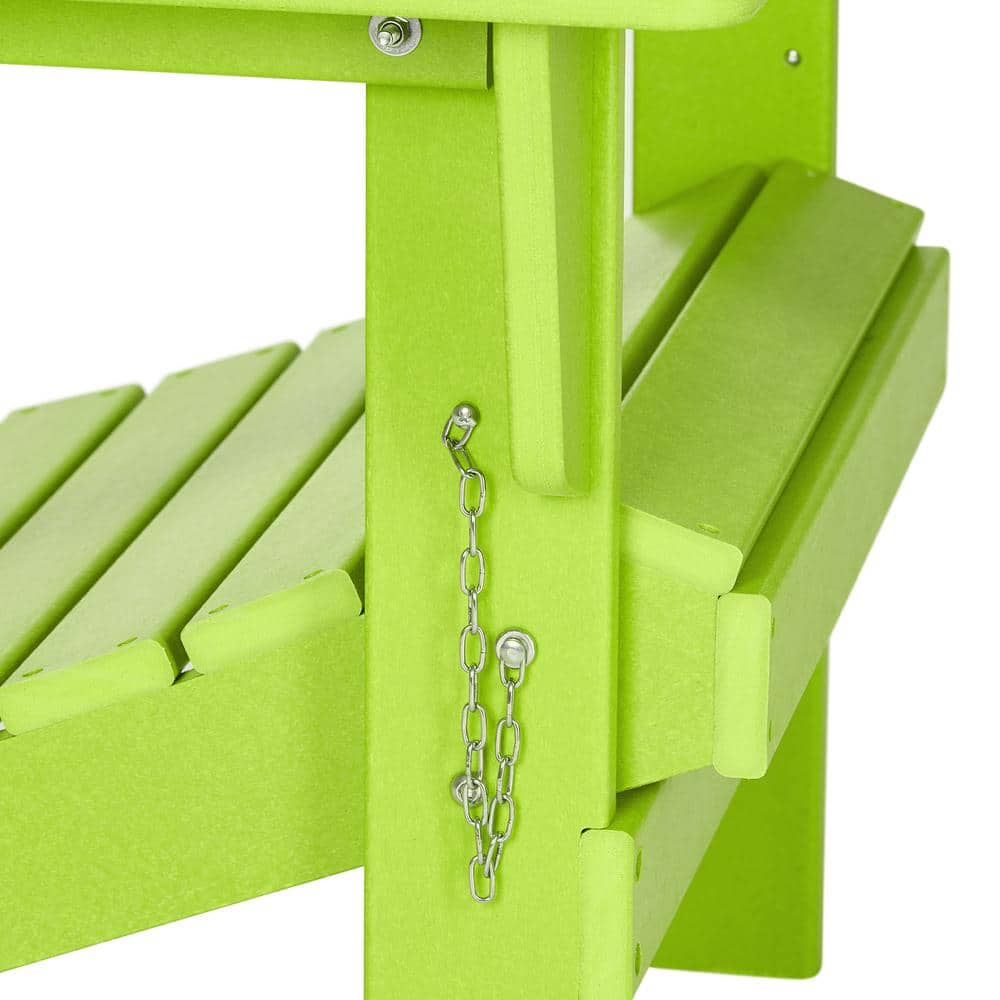 Lime Green Poly Folding Outdoor Adirondack Chairs, Set of 2