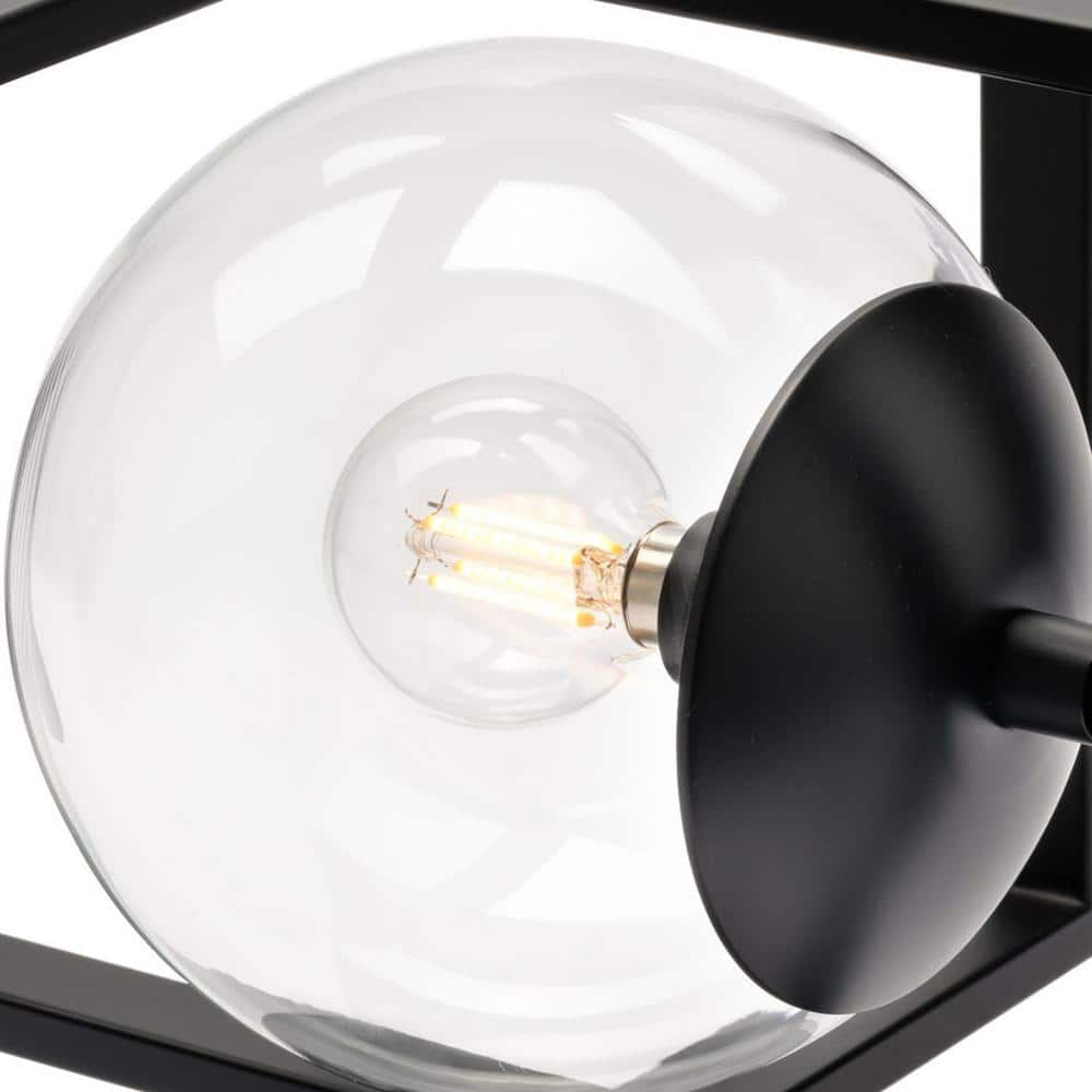 Matte Black Nickel Globe 12" Modern Semi-Flush Mount Light