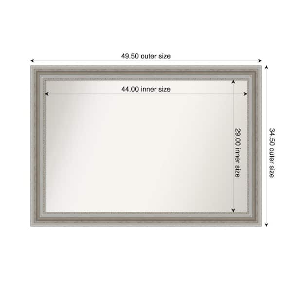 Amanti Art Parlor Silver 49.5 in. x 34.5 in. Custom Non-Beveled Recycled Polystyrene Framed Bathroom Vanity Wall Mirror