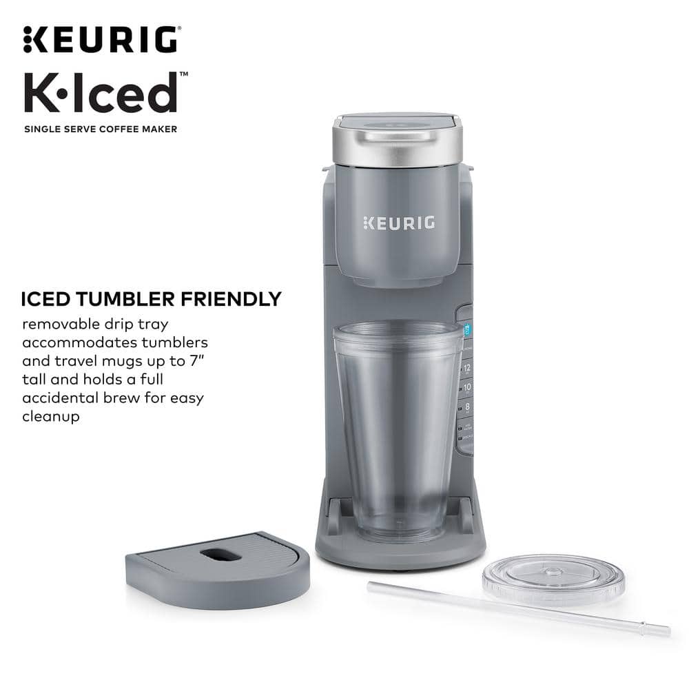 Iced Gray Single Serve One Cup Coffee Maker with Iced Button