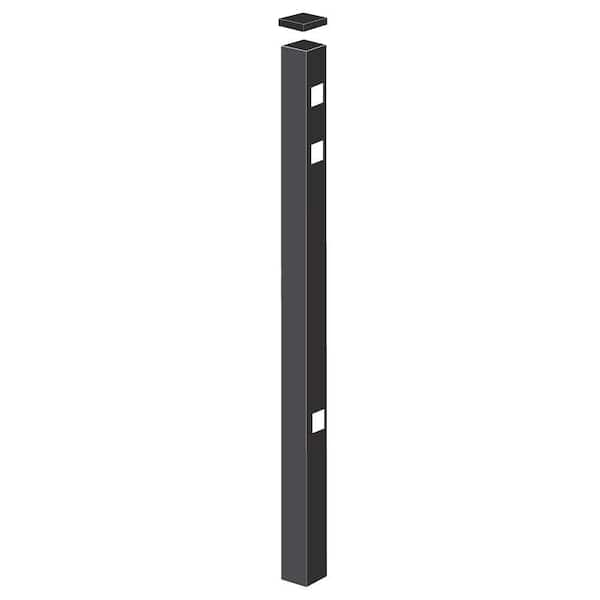 Barrette Outdoor Living Natural Reflections Standard-Duty 2 in. x 2 in. x 4-7/8 ft. Black Aluminum Fence Gate Post