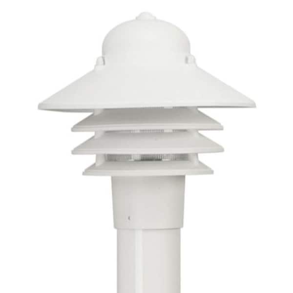 Nautical 1-Light White Hardwired Weather Resistant Plastic Outdoor Post Light with 3000K LED Bulb and Clear Diffuser