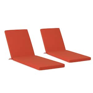 FadingFree (Set of 2) 22.5 in. x 28 in. x 2.5 in. Outdoor Patio Chaise Lounge Chair Cushion Set in Orange