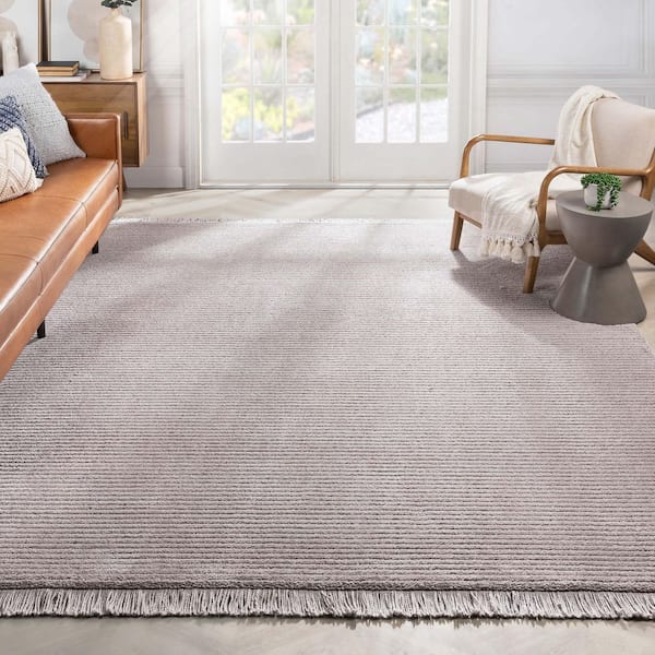 Marina Carlow Modern Solid Shag, Ivory 3 ft. 11 in. x 5 ft. 3 in., Area Rug