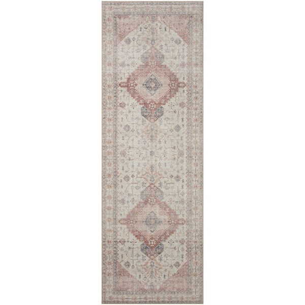 Leesa Ivory / Rust 2 Ft. 6 In. x 7 Ft. 6 In. Vintage Boho Printed Runner Rug