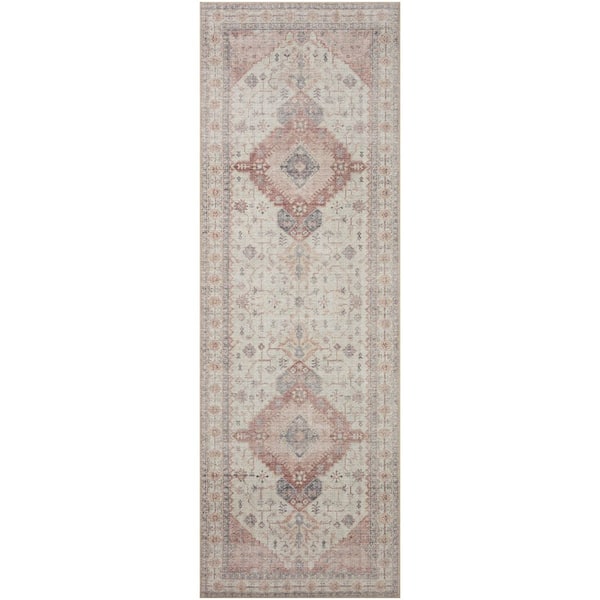 Home Decorators Collection Leesa Ivory / Rust 2 Ft. 6 In. x 7 Ft. 6 In. Vintage Boho Printed Runner Rug